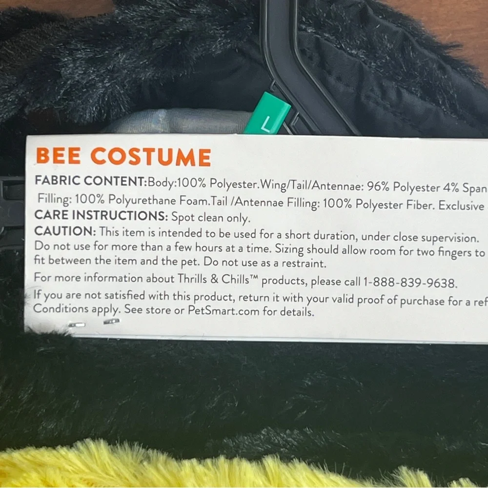 Bee Costume Pet Costume Thrills & Chills Collection Size Large